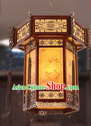 Chinese Ancient Handmade and Carved Natural Wood Palace Hanging Lantern