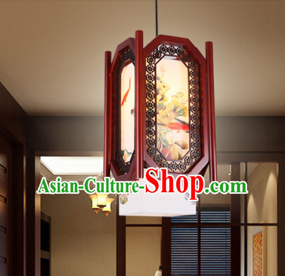 Chinese Ancient Handmade and Carved Natural Wood Hanging Palace Lantern