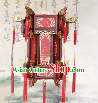 Red Golden Dragon Chinese Classical Handmade and Carved Hanging Palace Lantern