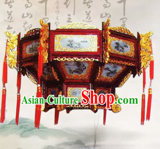 1 Meter High Red Golden Dragon Chinese Classical Handmade and Carved Hanging Palace Lantern