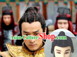 Chinese Ancient Swordsmen Male Hairstyle Long Black Wigs