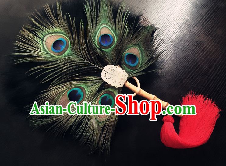 Ancient Chinese Palace Princess Classical Dance Peacock Feather Jade Fan