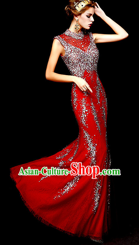 Top Chinese Red Wedding Dresses Evening Dress for Brides
