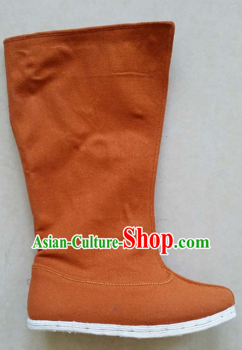 Ancient Chinese Handmade Brown Hanfu Boots Shoes