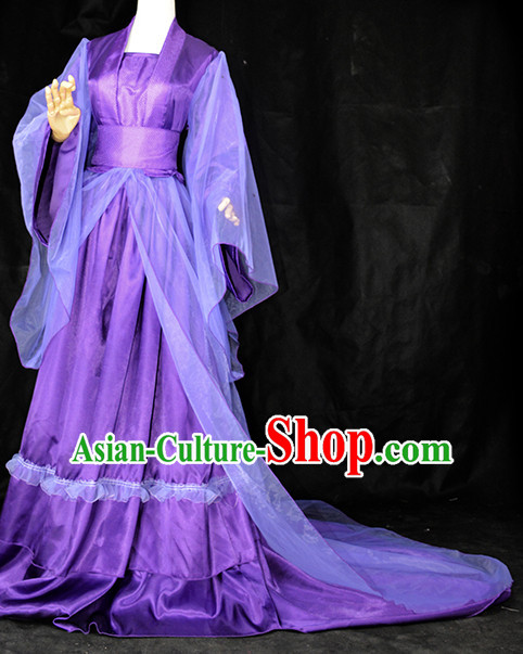 Purple Traditional Chinese Classical Fairy Costumes Complete Set for Women or Girls