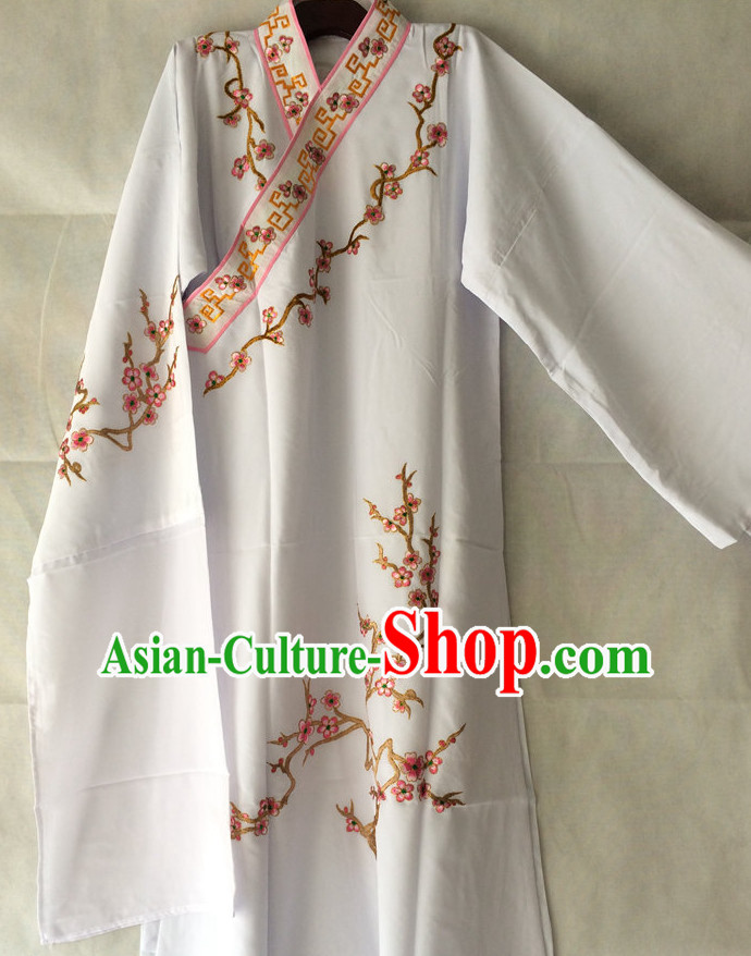 Ancient Chinese Scholar Embroidered Plum Blossom Opera Costumes Complete Set for Men