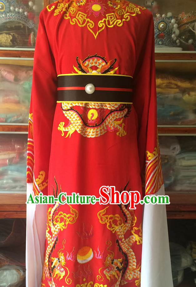 Ancient Chinese Opera Embroidered Dragon Emperor Costumes Complete Set for Men