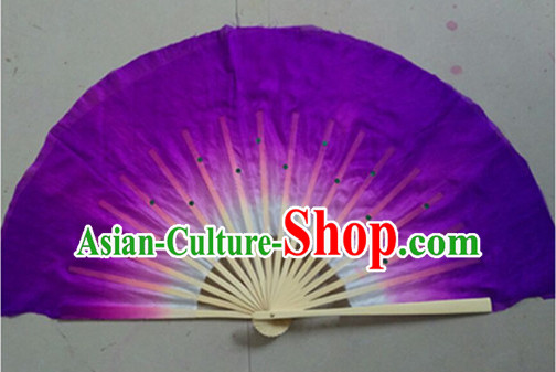 Color Transition Purple White Silk Dance Fan