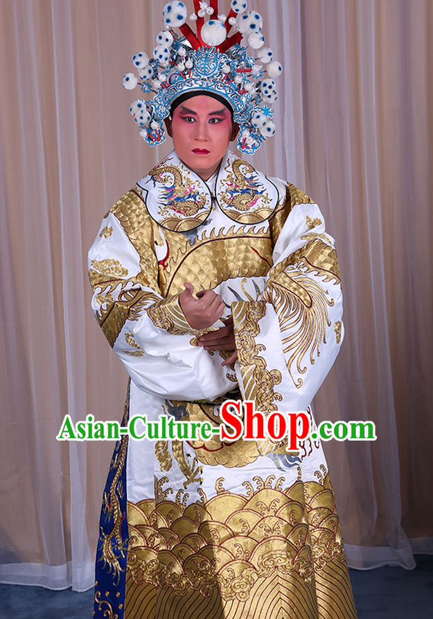 Embroidered Chinese Classic Peking Opera Long Mang Dragon Robe Costume Beijing Opera Costumes Complete Set for Adults Kids Men Boys