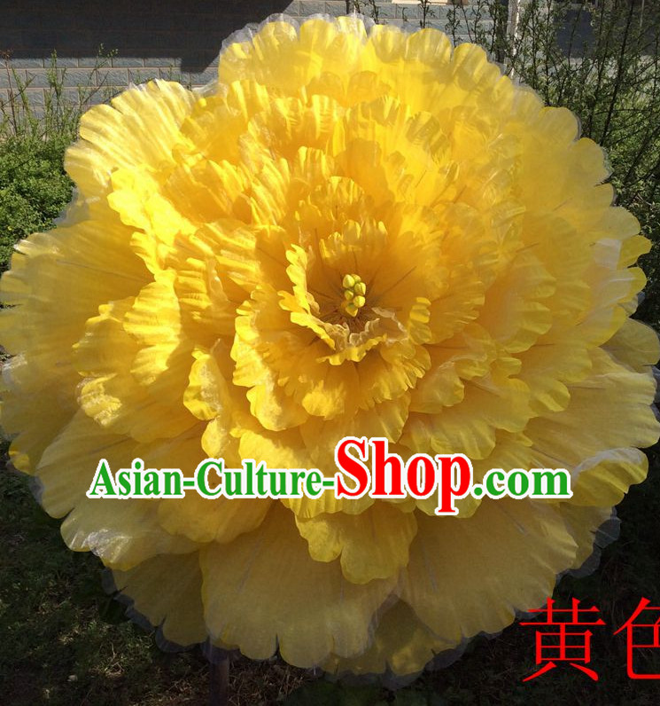 31.5 Inches Yellow Professional Stage Performance Large Peony Flower Umbrella