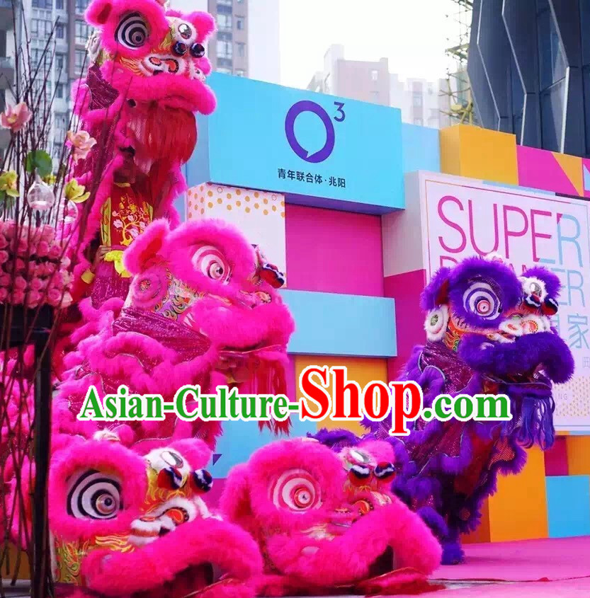 Simple Ebay Style Peachblow NEW 100_ Natural Wool Chinese Lion Dance Costumes Complete Set
