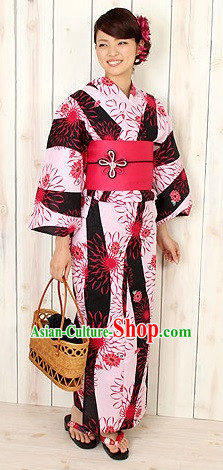 Traditional Japanese White Kimono Fashion Furisode Yukata Clothing Stain Robe Dress online Complete Set for Women
