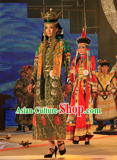 Mongolian Royal Empress Clothing and Hat Complete Set for Women