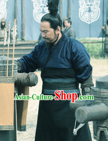 Ancient Chinese Three Kingdoms Cao Cao Costumes Garment Clothing and Coronet Complete Set for Men