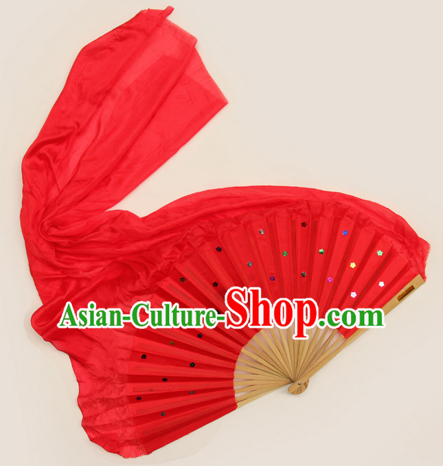 1 Meter Long Pure Silk Chinese Red Dance Fan