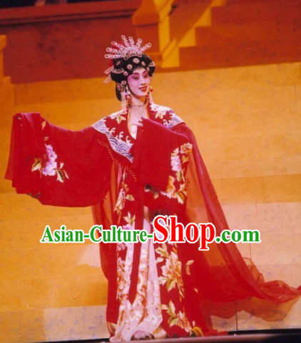 Chinese Ancient Opera Tang Dynasty Empress Wu Zetian Dresses and Hair Accessories Complete Set