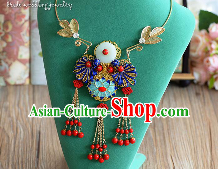 Chinese Ancient Style Hair Jewelry Accessories, Hanfu Xiuhe Suit, Wedding Bride Necklaces for Women