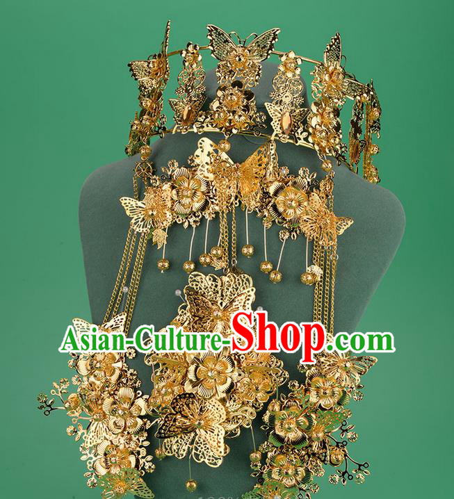 Chinese Ancient Style Hair Jewelry Accessories, Hairpins, Hanfu Xiuhe Suits Wedding Bride Headwear, Headdress, Imperial Empress Handmade Phoenix Hair Fascinators for Women