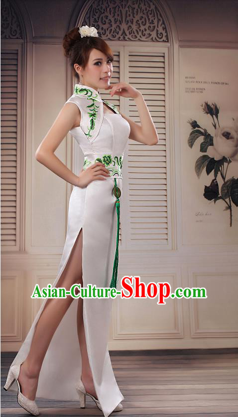 Ancient Chinese Wedding Costumes Complete Set, Unique Design Fish Tail Wedding Cheongsam for Brides