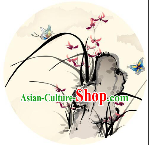 Chinese Classic Handmade Oiled Paper Umbrella Parasol Sunshade Orchid Dancing