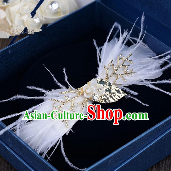 Traditional Jewelry Accessories, Princess Hair Accessories, Bride Wedding Hair Accessories, Baroco Style Feather Headwear for Women
