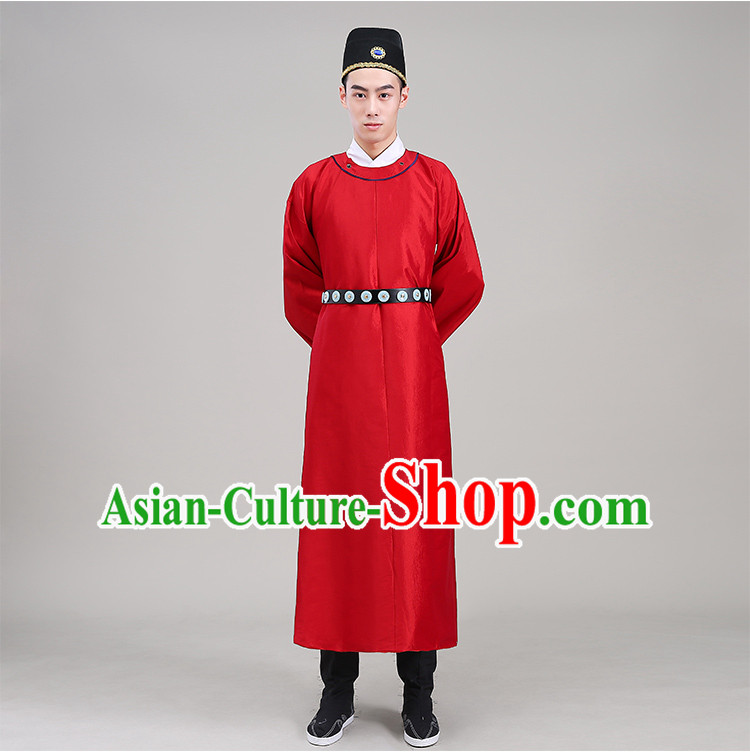 Tang Dynasty robes Traditional Regular Robe Tang Suit Cotton and linen Round Collar Round Neck attach collar Costume stage clothes Show