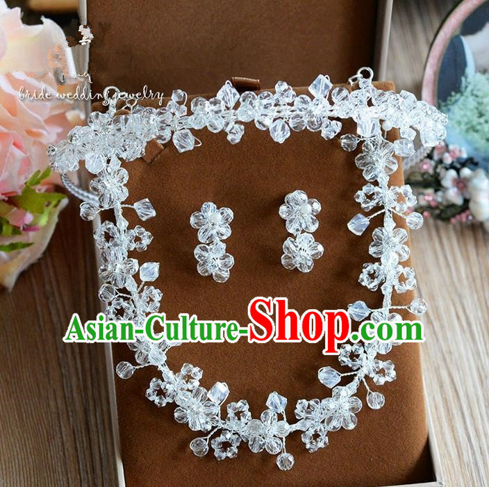 Traditional Jewelry Accessories, Palace Princess Hair Accessories, Engagement Accessories Collar, Wedding Earrings, Necklace, Wedding Hair Accessories, Baroco Style Crystal Headwear Set for Women