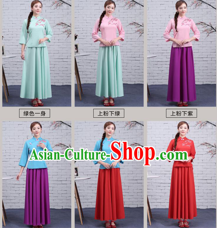 Chinese Traditional Dress Min Guo Time Girl Clothes Nobel Lades Stage costumes Ladies