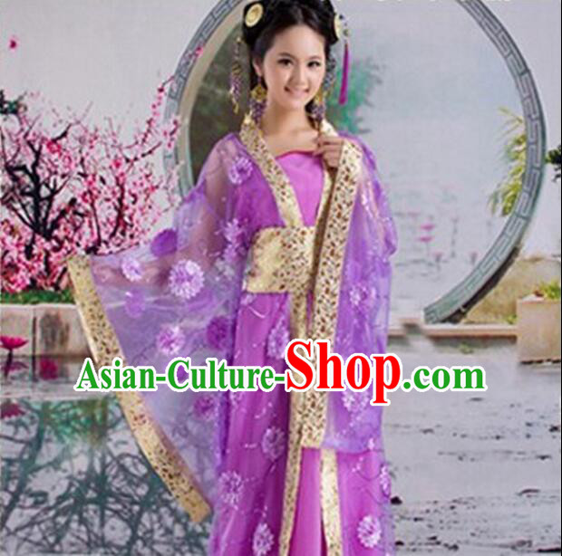 Tang Suit Princess Chinese Traditional Costumes Classic Fairy Stage Show Clothes Purple