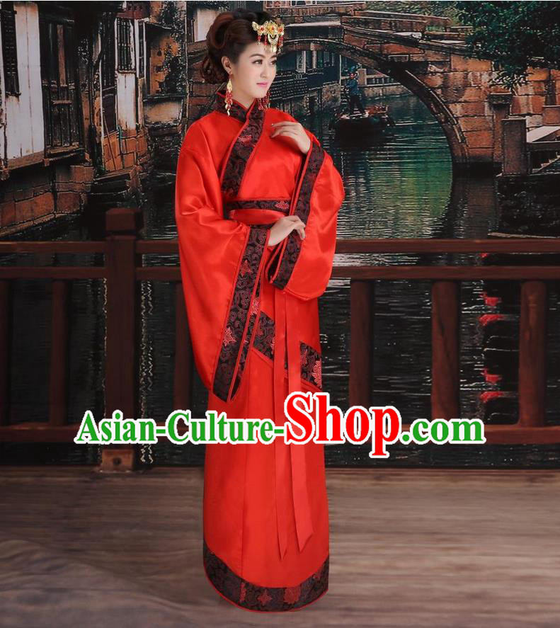 Ancient Chinese Palace Empress Costumes Complete Set, Han Dynasty Ancient Palace Princess Dance Wedding Clothing, Hanfu Curving Front Robe, Cosplay Fairy Imperial Consort Dress Suits For Women