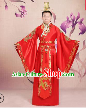 Ancient Chinese Palace Emperor Costumes Complete Set, Tang Dynasty Ancient Palace Majesty Wedding Clothing, Imperial King Robe Suits for Men