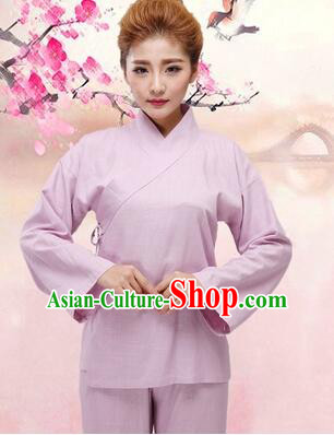 Chinese Zhong Yi triung qioi Ancient Clothes Inner Under Clothes Robe Pants Men Women Sleeping Exercise Costume Purple
