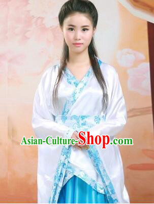 Tang Suit Women Han Fu Set curving-front Chinese Ancient Costume Stage Ceremonial Clothes Blue