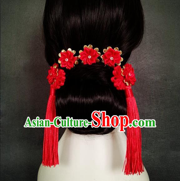 Chinese Wedding Jewelry Accessories, Traditional Xiuhe Suits Wedding Bride Headwear, Wedding Tiaras, Ancient Chinese Tassel Harpins, Bridal Hair Accessory