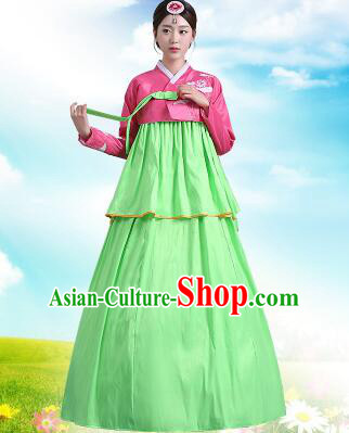 Korean Court Dress Girl Stage Costumes Show Traditional Clothes Dancing Children Ceremonial Dresses Full Dress Formal Attire Red Top Green Skirt