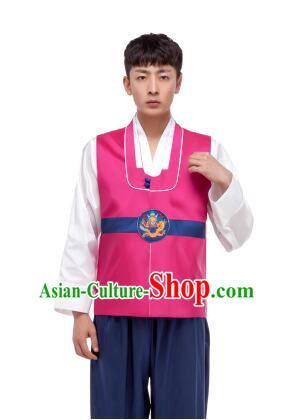 Korean Traditional Formal Dress Set Men Clothes Traditional Korean Traditional Costumes Full Dress Formal Attire Ceremonial Dress Court Rose Red Top