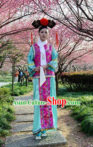 Princess Dress for Qing Dynasty Chinese Traditional Costumes Ancient Clothes Costumes Empresses in the palace Qing Chuang Stage Show Purple