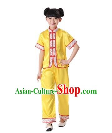 Chinese Traditional Wu Shu Clothes For Children Boys Girls Teenager Kung Fu Dress Tai Chi Tai Ji Chuan Martial Arts Uniform Complete Set Yellow
