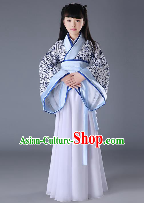 Traditional Chinese Acient Hanfu Costume, Chinese Ancient Han Dynasty Dance Costume for Kids