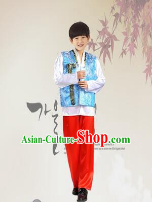 Korean Dress for Boys Teenagers Clothes Stage Costume Formal Dress Full Attire Show Blue