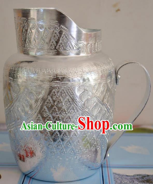 Traditional Asian Thai Palace decoration Ornaments Handicrafts, Thai Silver Kettle Hip Flask Jug