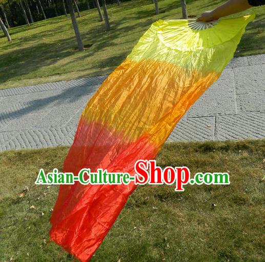1.8 Meters Pure Silk Long Color Change Chinese Dance Folk Dance Hand Fans Yangge Dance Hand Fan Oriental Fan