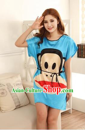 Night Gown Women Sexy Skirt Night Suit Nighty Bedgown Blue