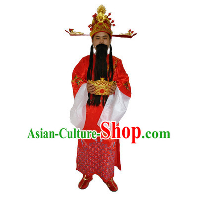Ancient Chinese God Of Wealth Costume Accessories Set Cai Shen New Year Celebration Clothing Caishen Dress For Men