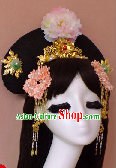Chinese Ancient Style Hair Jewelry Accessories, Hairpins, Tang Dynasty Wedding Bride Imperial Empress Headwear Set for Women