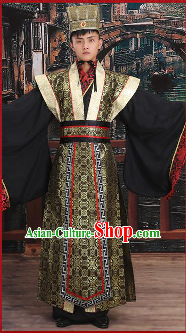 Ancient Chinese Palace Cosplay King Costumes Complete Set, Hanfu, Han Dynasty Traditional Palace Emperor Wedding Dress Suits For Men