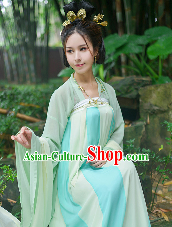 Chinese Style Dresses Kimono Dress Tang Dynasty Outfit and Hair Accessories Complete Set for Women