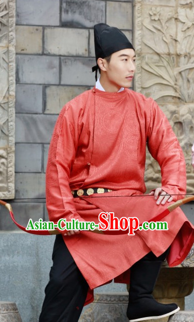 Chinese Style Dresses Kimono Dress Tang Dynasty Outfit and Hat Complete Set for Men