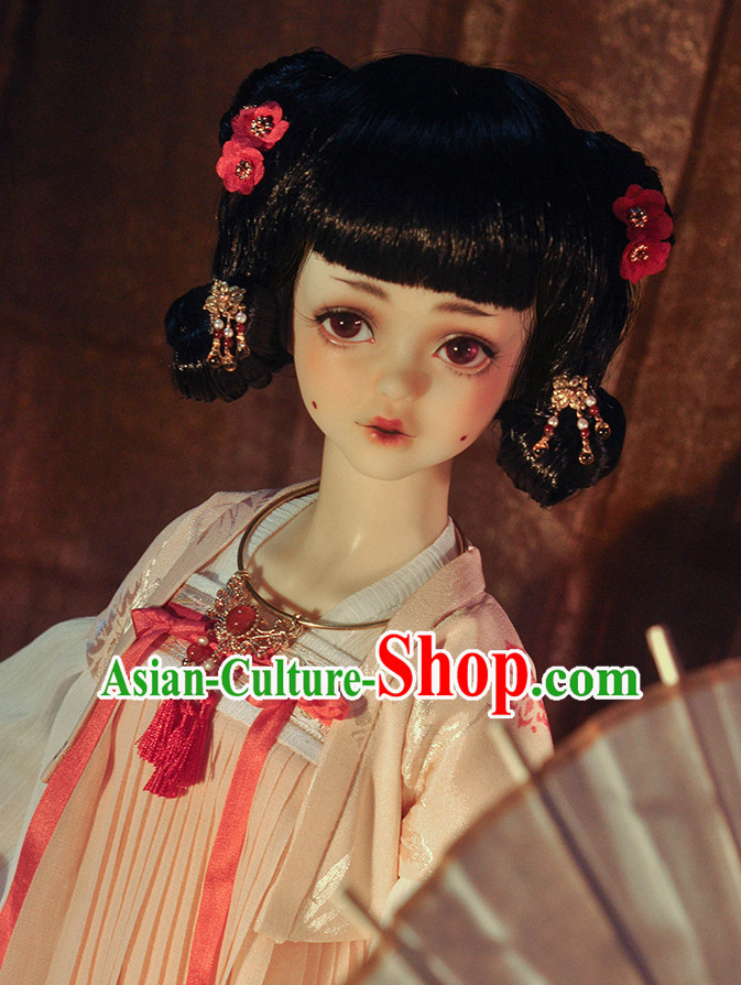 Ancient Chinese Style Black Wigs and Hair Accessories