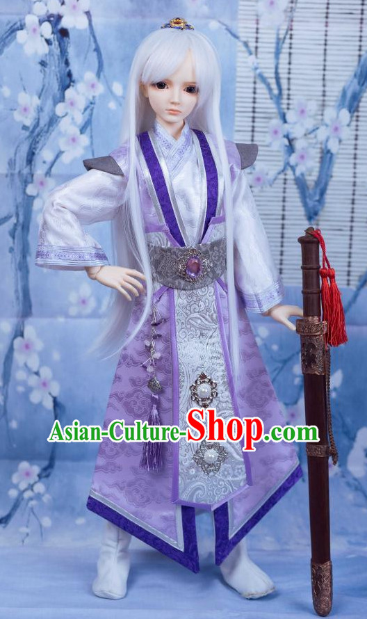 Chinese Style Dresses Chinese Swordsman Clothing Clothes Han Chinese Costume Hanfu and Hair Jewelry Complete Set for Men Adults Children